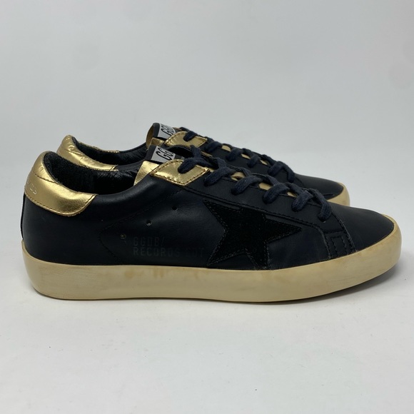 Golden Goose black leather and gold Records EDT sneakers size 36/US 6 - Picture 3 of 11